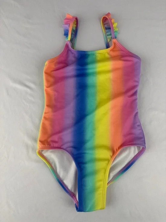 Cat & Jack Rainbow Ombre Ruffle Strap One-Piece Swimsuit - Picture 1 of 4